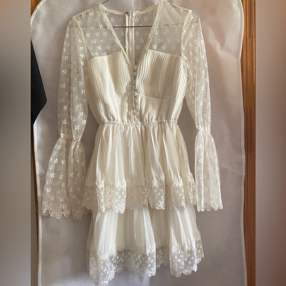 NEW mini lace dress, cream/white color, size 0/XS